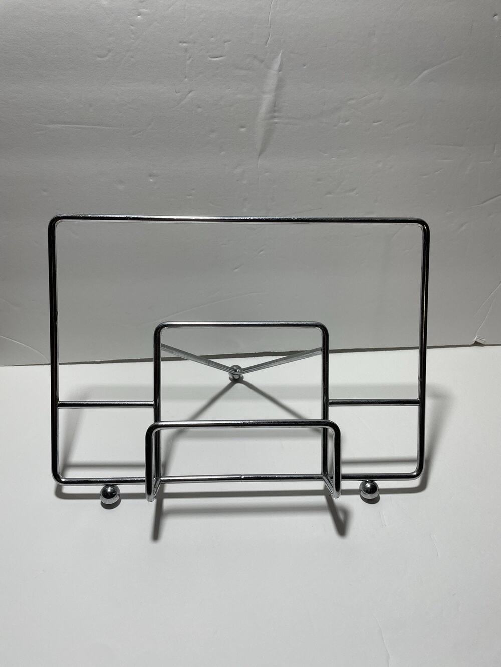 Crate & Barrel Metal Cookbook Stand Countertop Book Holder Display Rack Chrome